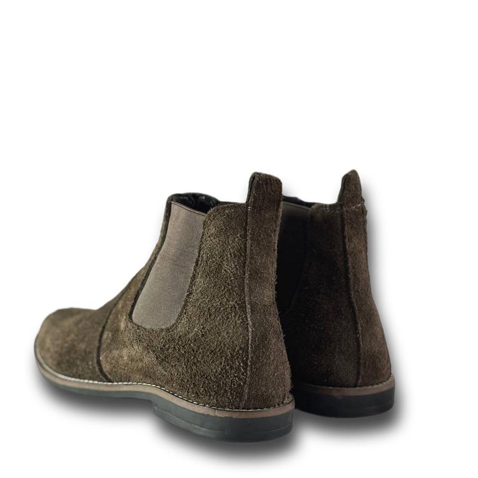 Olive Suede Chelsea Boots