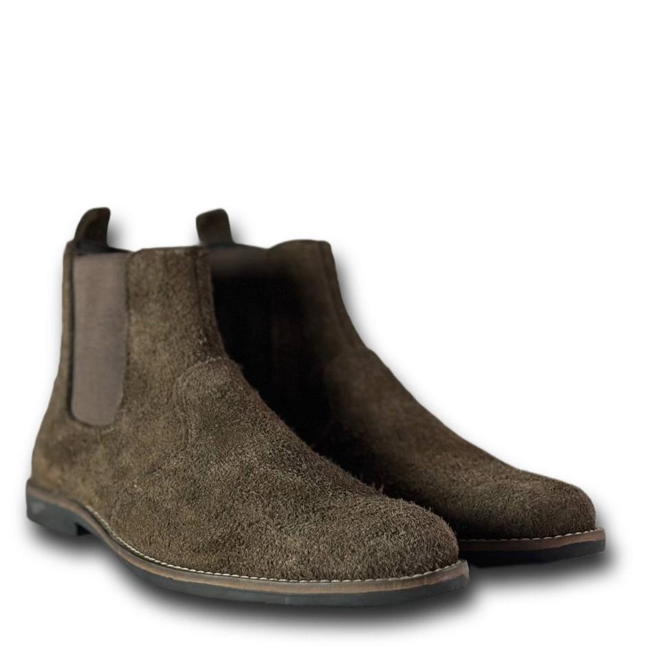 Olive Suede Chelsea Boots