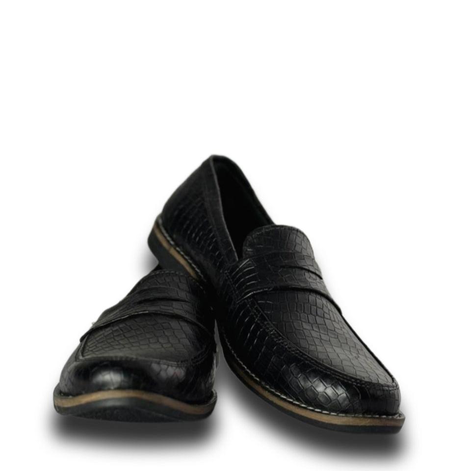 Black Croc Loafers