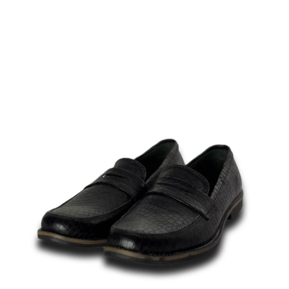 Black Croc Loafers